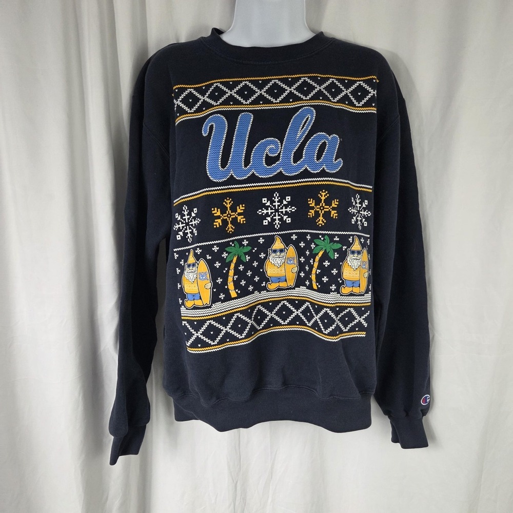 UCLA Bruins Sweatshirt Mens Medium Blue NCAA Football Champion Ugly Christmas